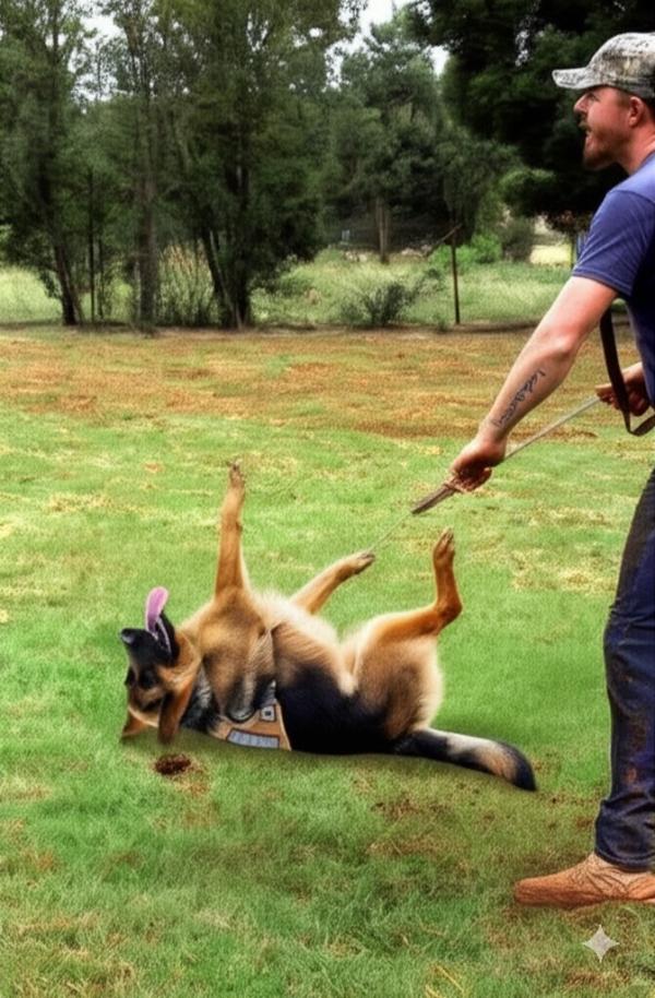 Dog demonstrating roll over command during trick training session